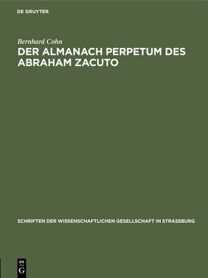 cover image of Der Almanach perpetum des Abraham Zacuto